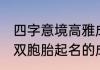 四字意境高雅成语取双胞胎名 适合给双胞胎起名的成语