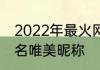 2022年最火网名昵称 2022年最火网名唯美昵称