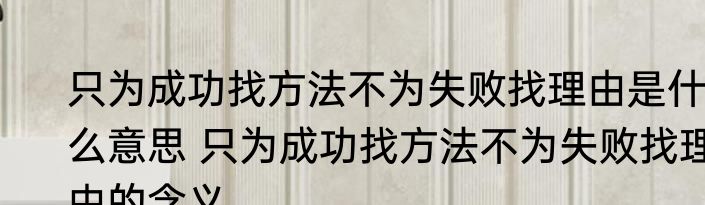 只为成功找方法不为失败找理由是什么意思 只为成功找方法不为失败找理由的含义