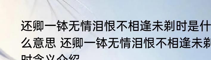 还卿一钵无情泪恨不相逢未剃时是什么意思 还卿一钵无情泪恨不相逢未剃时含义介绍