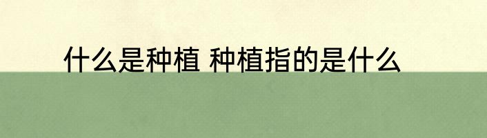 什么是种植 种植指的是什么