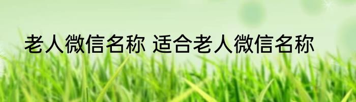 老人微信名称 适合老人微信名称