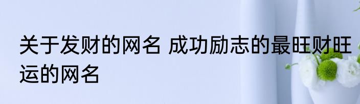 关于发财的网名 成功励志的最旺财旺运的网名