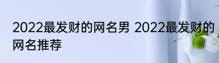 2022最发财的网名男 2022最发财的网名推荐