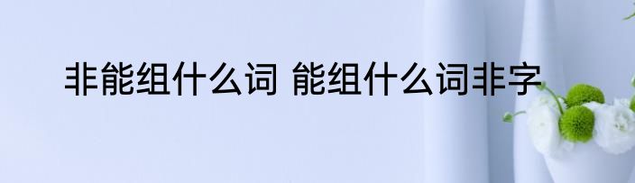 非能组什么词 能组什么词非字