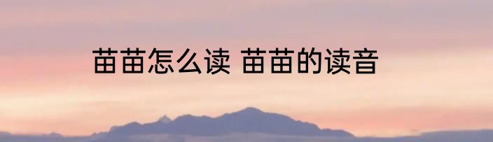 苗苗怎么读 苗苗的读音