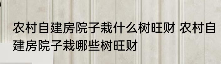农村自建房院子栽什么树旺财 农村自建房院子栽哪些树旺财
