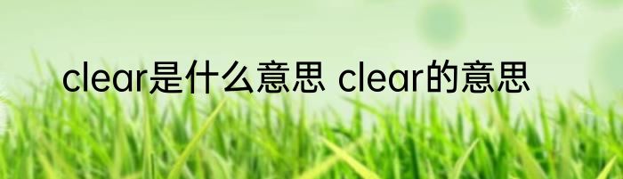 clear是什么意思 clear的意思