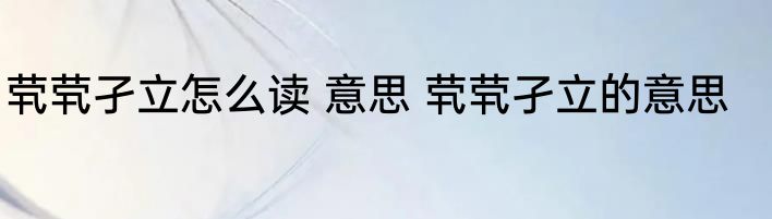 茕茕孑立怎么读 意思 茕茕孑立的意思