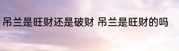 吊兰是旺财还是破财 吊兰是旺财的吗
