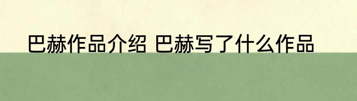 巴赫作品介绍 巴赫写了什么作品