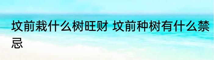 坟前栽什么树旺财 坟前种树有什么禁忌