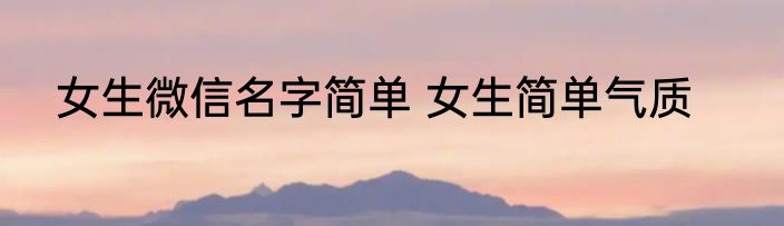 女生微信名字简单 女生简单气质