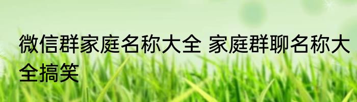 微信群家庭名称大全 家庭群聊名称大全搞笑