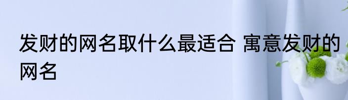 发财的网名取什么最适合 寓意发财的网名