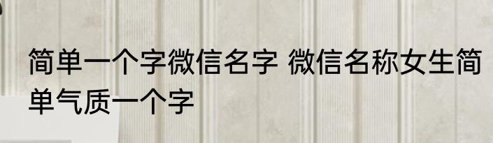 简单一个字微信名字 微信名称女生简单气质一个字
