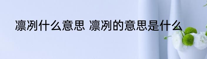 凛冽什么意思 凛冽的意思是什么