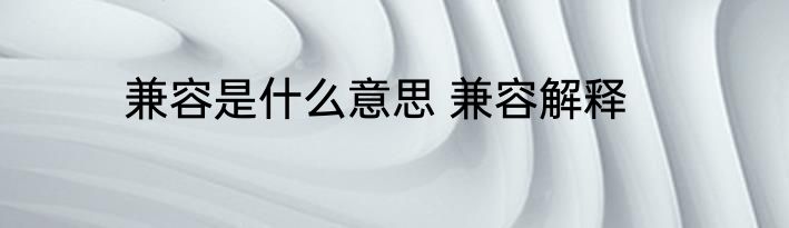 兼容是什么意思 兼容解释