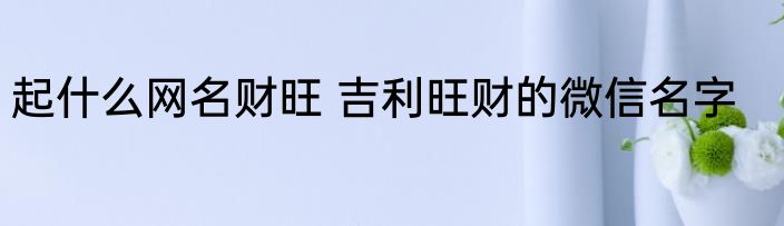 起什么网名财旺 吉利旺财的微信名字