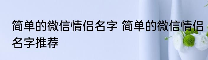 简单的微信情侣名字 简单的微信情侣名字推荐