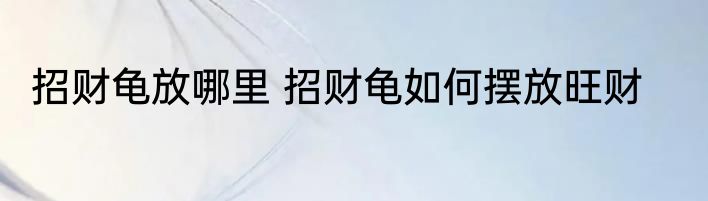 招财龟放哪里 招财龟如何摆放旺财