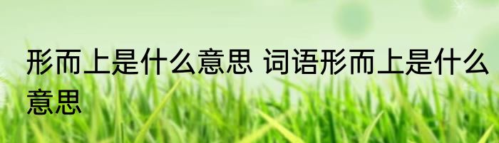 形而上是什么意思 词语形而上是什么意思