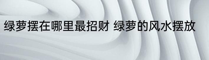绿萝摆在哪里最招财 绿萝的风水摆放