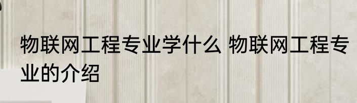 物联网工程专业学什么 物联网工程专业的介绍
