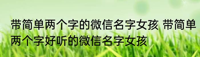 带简单两个字的微信名字女孩 带简单两个字好听的微信名字女孩