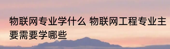 物联网专业学什么 物联网工程专业主要需要学哪些