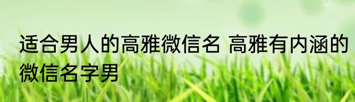 适合男人的高雅微信名 高雅有内涵的微信名字男