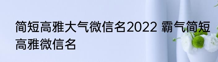 简短高雅大气微信名2022 霸气简短高雅微信名