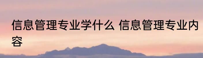 信息管理专业学什么 信息管理专业内容