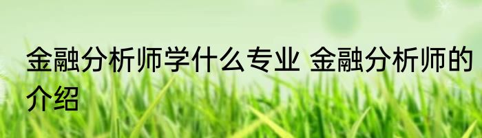 金融分析师学什么专业 金融分析师的介绍
