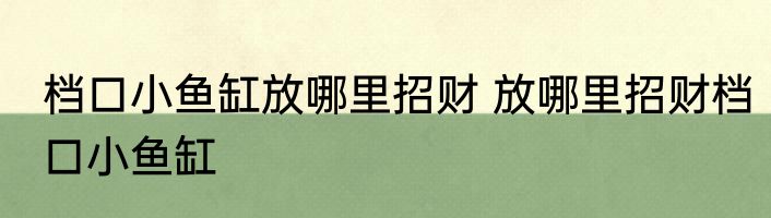 档口小鱼缸放哪里招财 放哪里招财档口小鱼缸