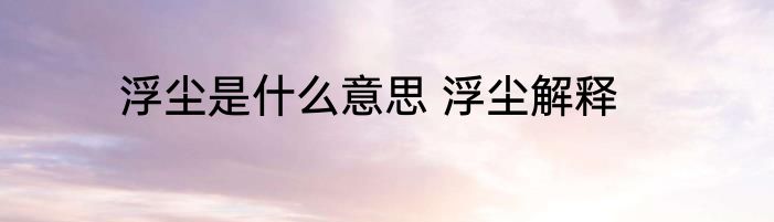 浮尘是什么意思 浮尘解释