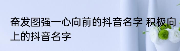 奋发图强一心向前的抖音名字 积极向上的抖音名字