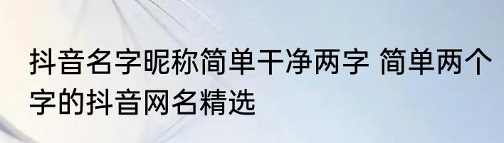 抖音名字昵称简单干净两字 简单两个字的抖音网名精选