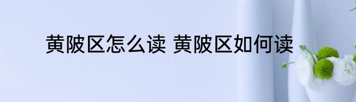 黄陂区怎么读 黄陂区如何读