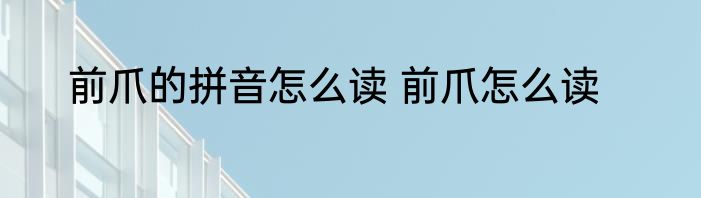 前爪的拼音怎么读 前爪怎么读