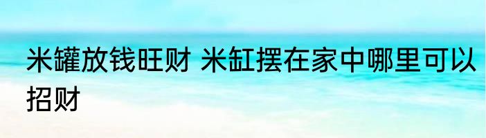 米罐放钱旺财 米缸摆在家中哪里可以招财