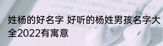 姓杨的好名字 好听的杨姓男孩名字大全2022有寓意