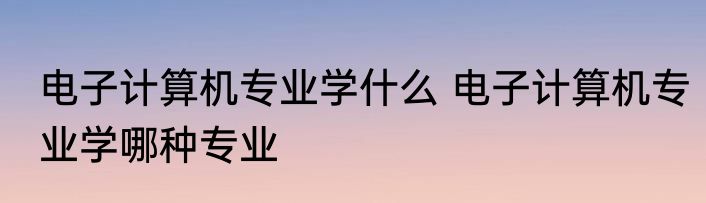 电子计算机专业学什么 电子计算机专业学哪种专业