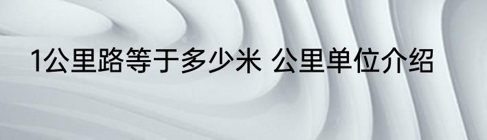 1公里路等于多少米 公里单位介绍