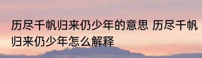 历尽千帆归来仍少年的意思 历尽千帆归来仍少年怎么解释