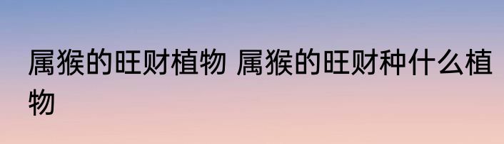 属猴的旺财植物 属猴的旺财种什么植物