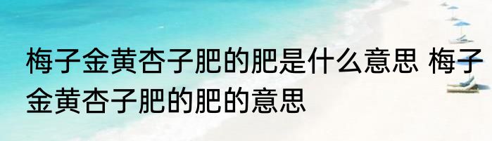 梅子金黄杏子肥的肥是什么意思 梅子金黄杏子肥的肥的意思