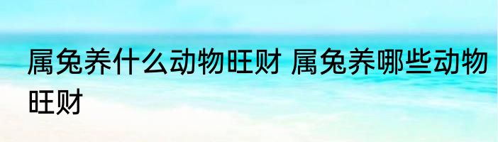 属兔养什么动物旺财 属兔养哪些动物旺财