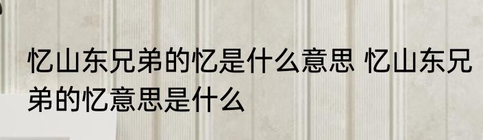 忆山东兄弟的忆是什么意思 忆山东兄弟的忆意思是什么