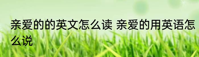 亲爱的的英文怎么读 亲爱的用英语怎么说